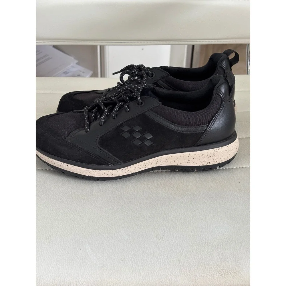 SAS Shoemakers Black Leather Suede‎ Comfort Walking Sneakers free timeg